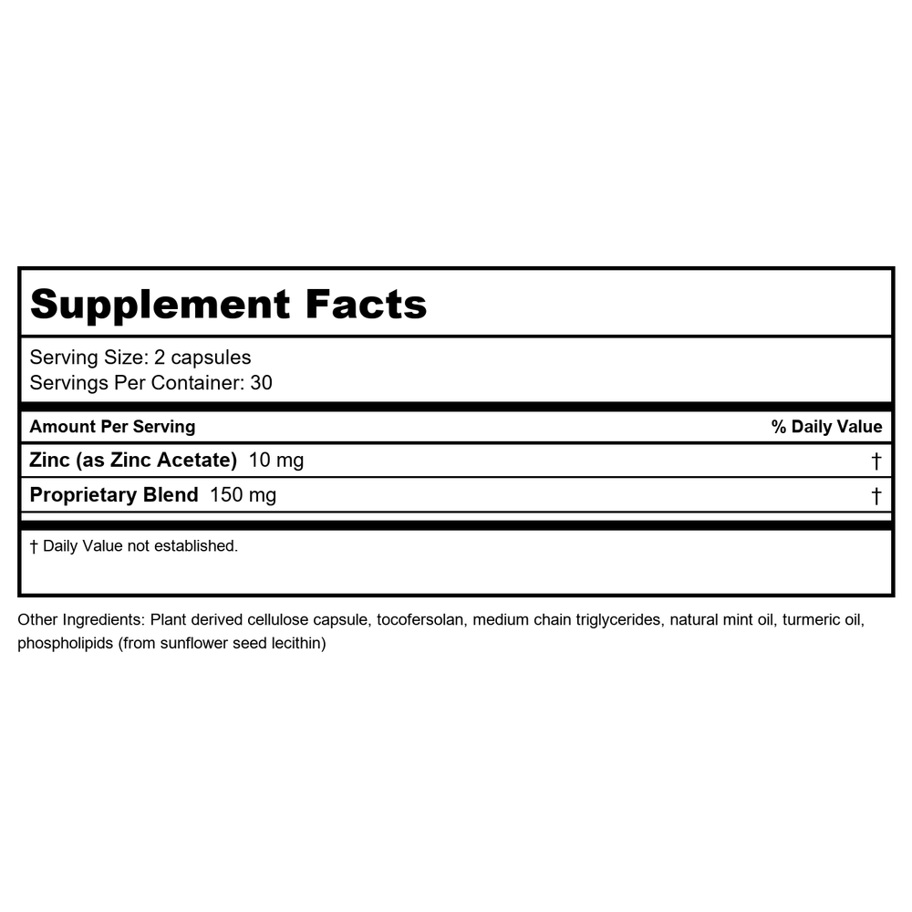Quicksilver Scientific Immune Charge + Zinc Ionophore 60 Softgels - Supplement Facts panel