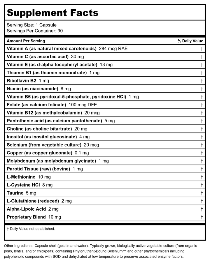 Biotics Research MCS-2 90 Capsules - Supplement Facts panel