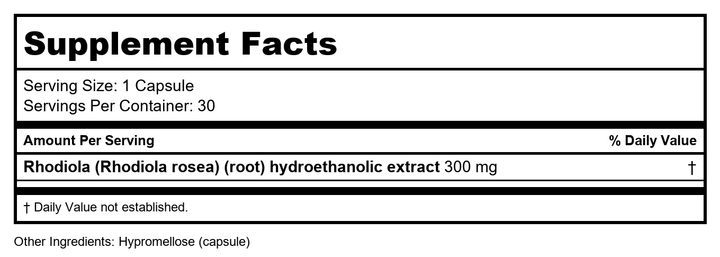 New Chapter Rhodiola Force 300 30 Vcaps - Supplement Facts panel