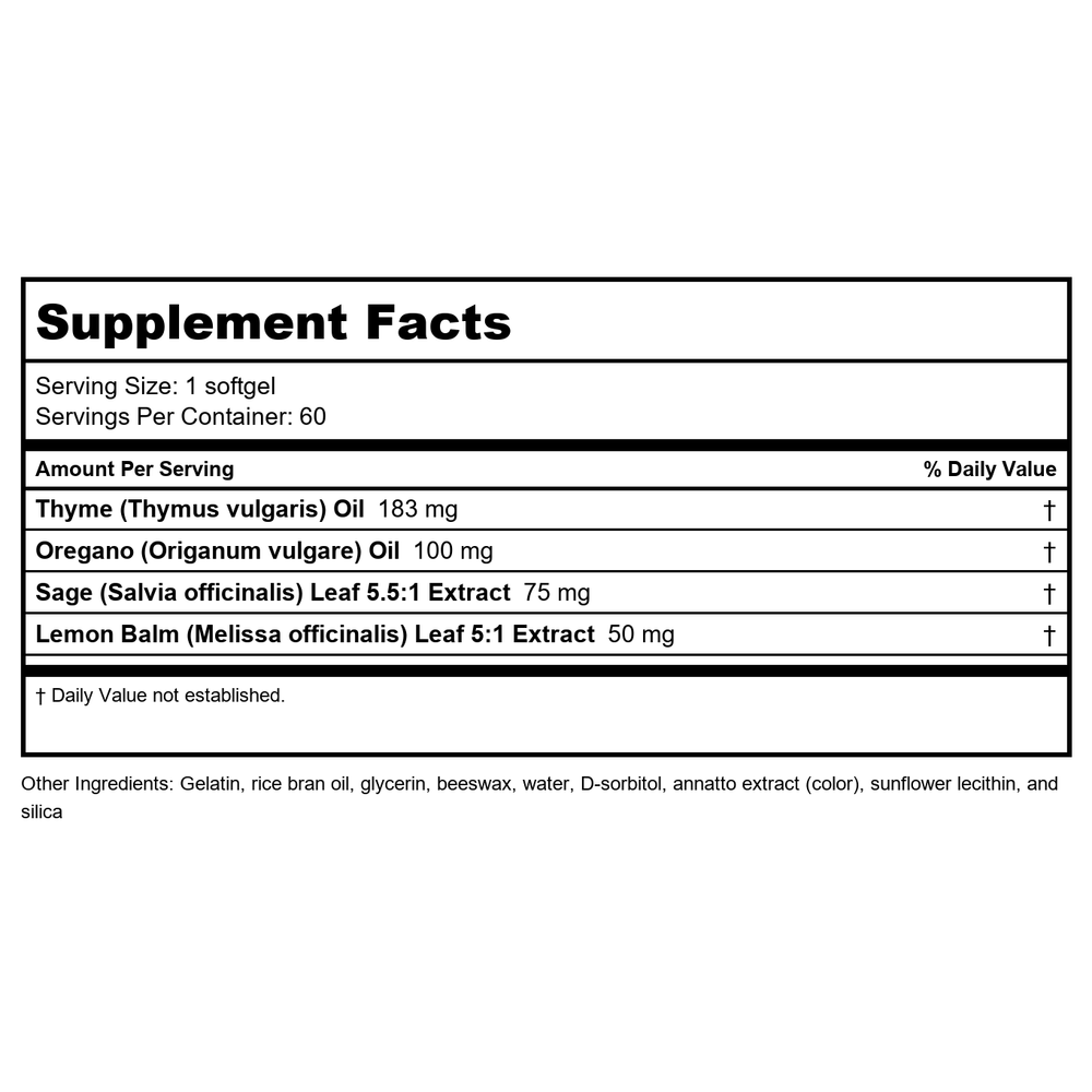 Metagenics CandiBactin-AR 60 Softgels - 2 Pack - Supplement Facts panel