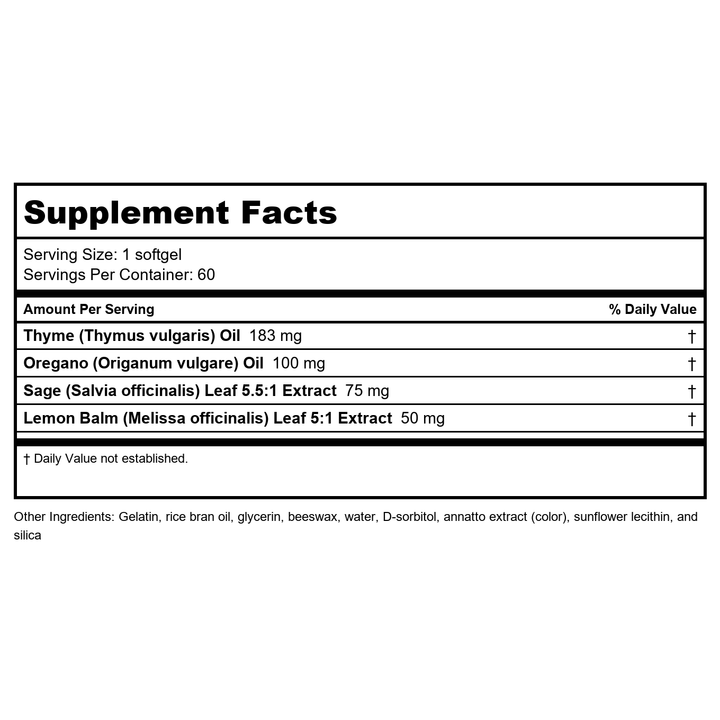 Metagenics CandiBactin-AR 60 Softgels - 2 Pack - Supplement Facts panel