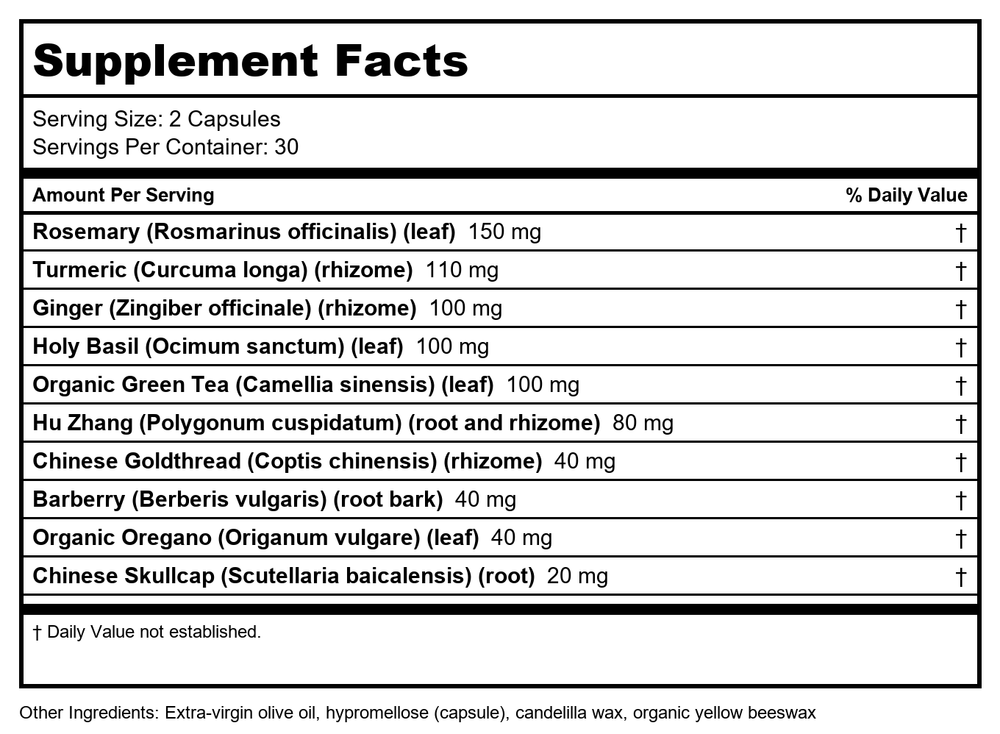 New Chapter Zyflamend 60 Vcaps - Supplement Facts panel