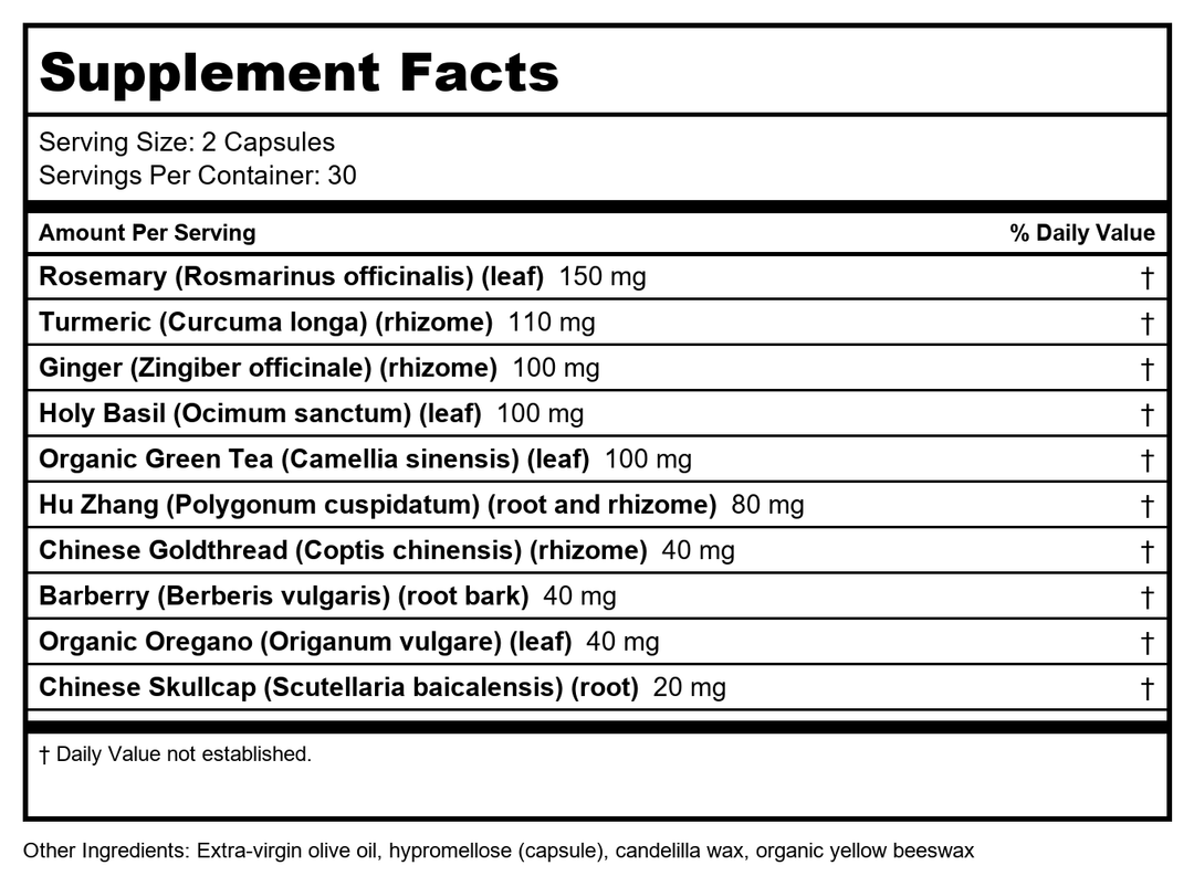 New Chapter Zyflamend 60 Vcaps - Supplement Facts panel