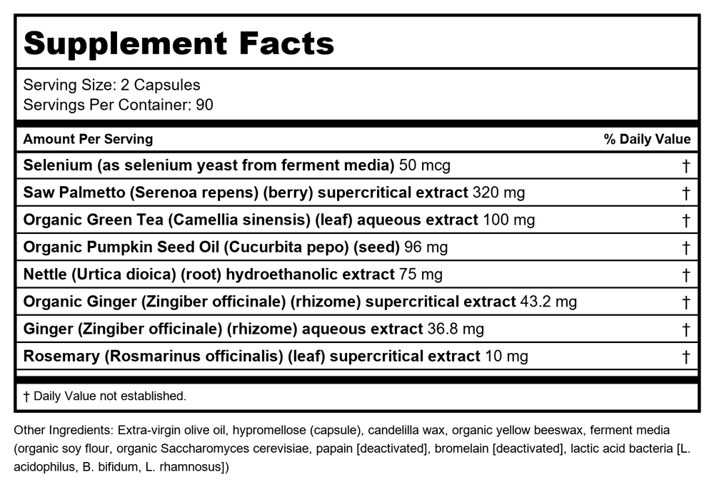 New Chapter Prostate 5LX 180 Vcaps - Supplement Facts panel