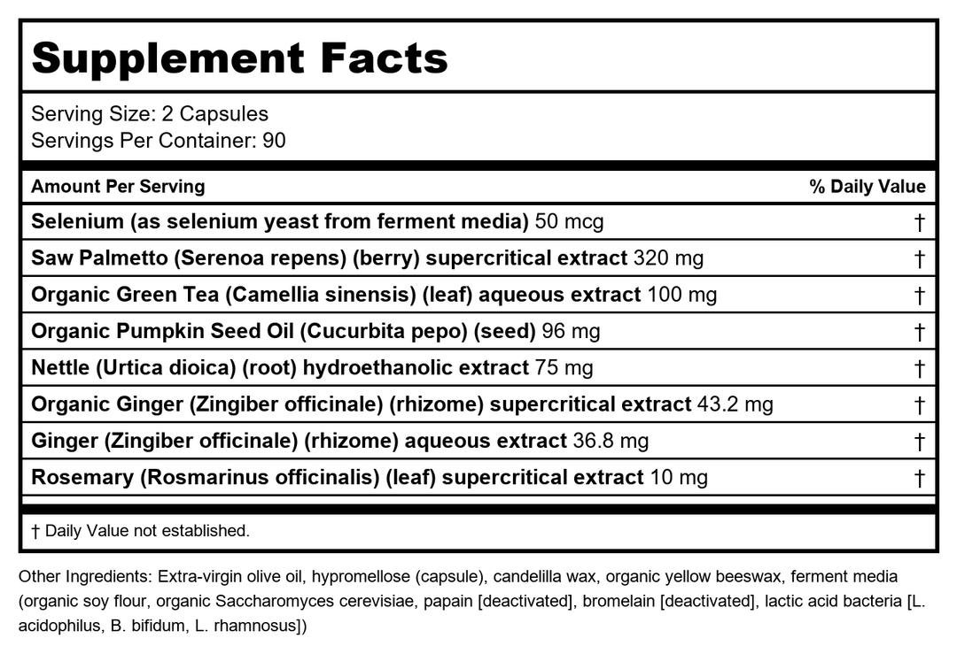 New Chapter Prostate 5LX 180 Vcaps - Supplement Facts panel