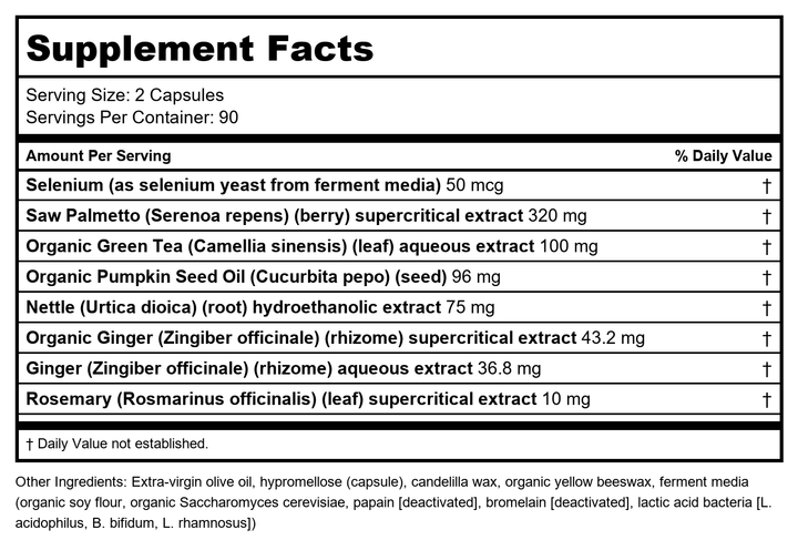 New Chapter Prostate 5LX 180 Vcaps - Supplement Facts panel