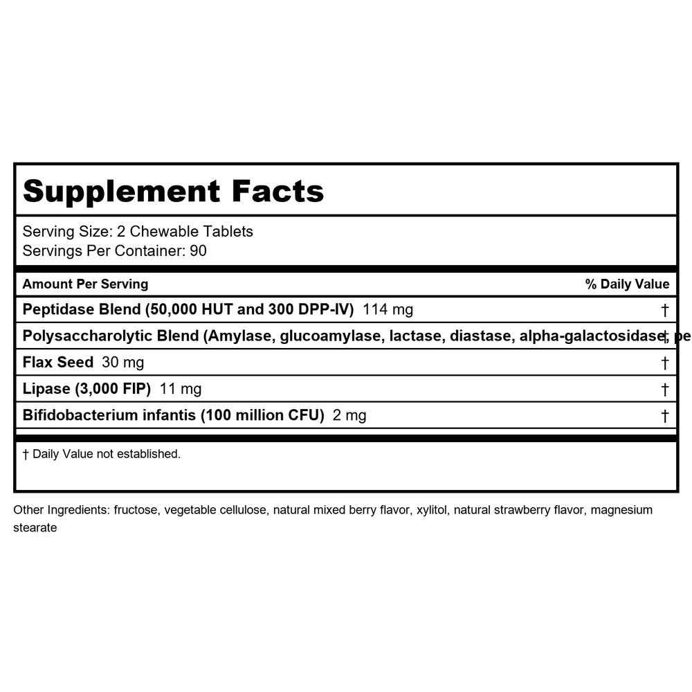 Transformation Enzymes Kidz Digest Chewable Berry 90 Tablets - Supplement Facts panel