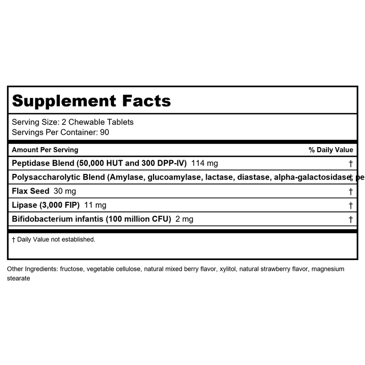 Transformation Enzymes Kidz Digest Chewable Berry 90 Tablets - Supplement Facts panel