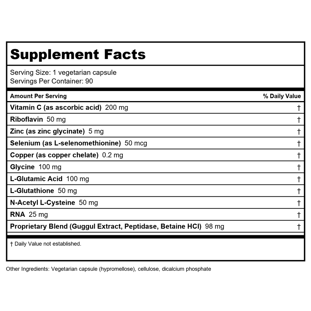 Apex Energetic Thyro-FLM 90 Capsules - K137 - - Supplement Facts panel