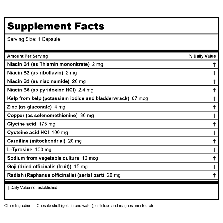 Biotics Research Meda-Stim 100 Capsules - Supplement Facts panel
