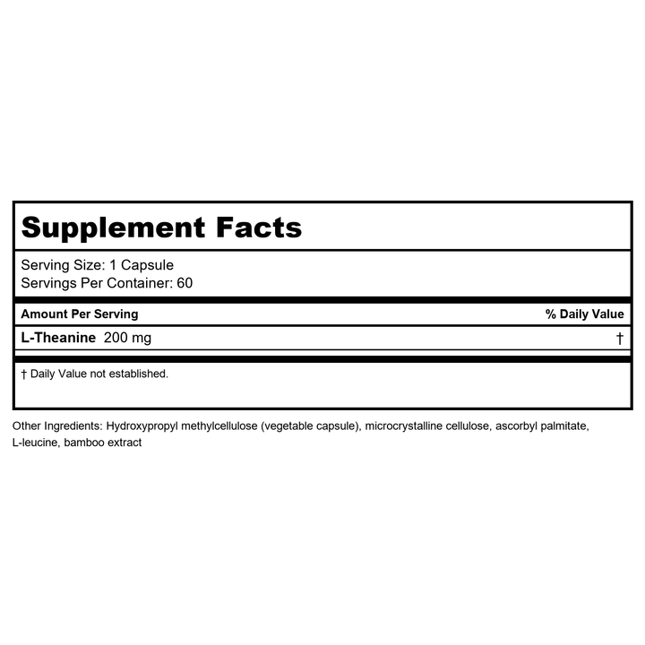 NuMedica L-Theanine 60 Vcaps - - Supplement Facts panel