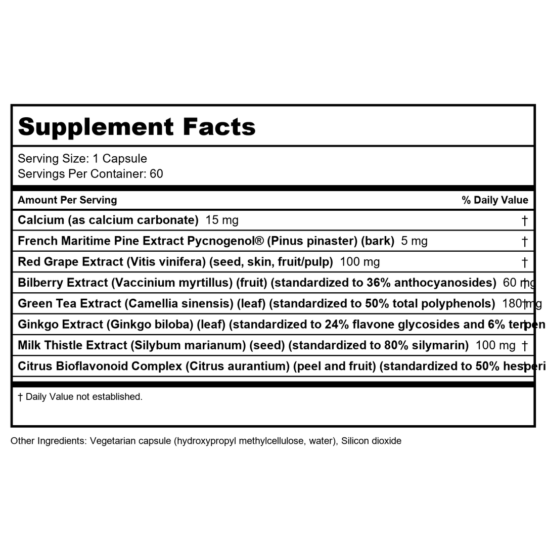 Klaire Labs TheraVein 60 Capsules - Supplement Facts panel