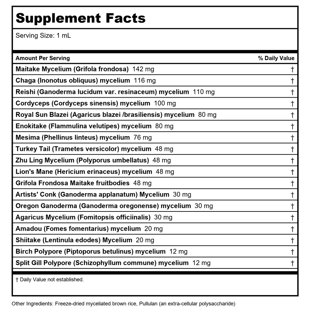 Host Defense Mycommunity Extract 2oz - Supplement Facts panel