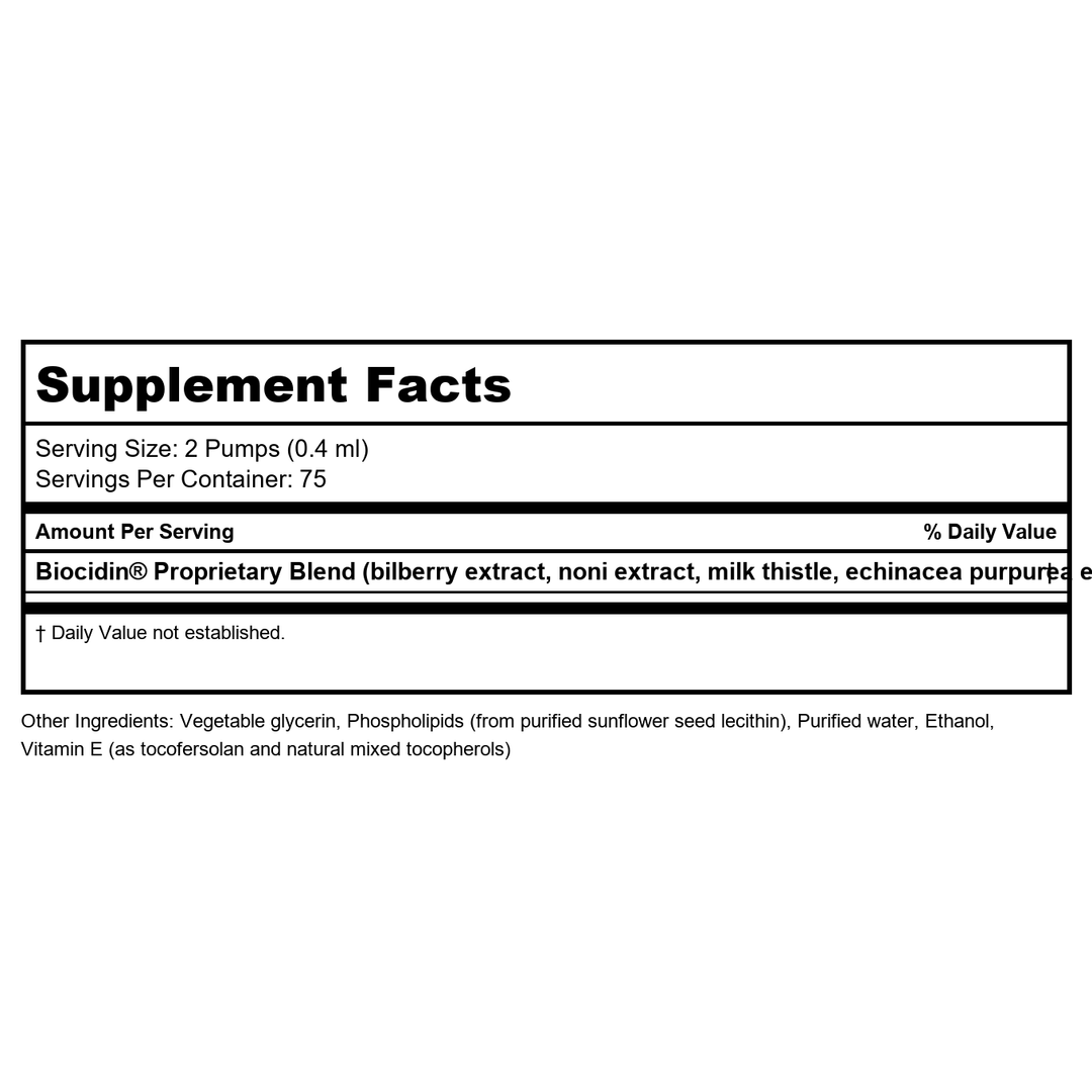 Bio-Botanical Dentalcidin LS 1oz - Supplement Facts panel