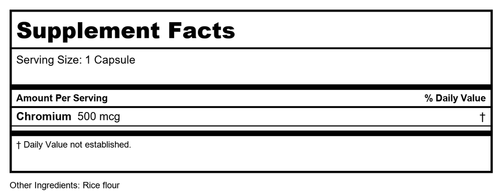 Karuna Chromium Picolinate 60 Vcaps - Supplement Facts panel