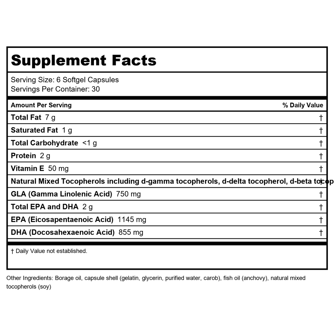 Biotics Research EFA-Sirt Supreme 180 Capsules - Supplement Facts panel