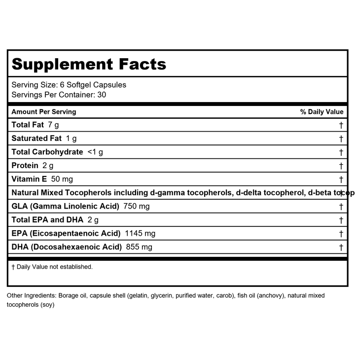 Biotics Research EFA-Sirt Supreme 180 Capsules - Supplement Facts panel