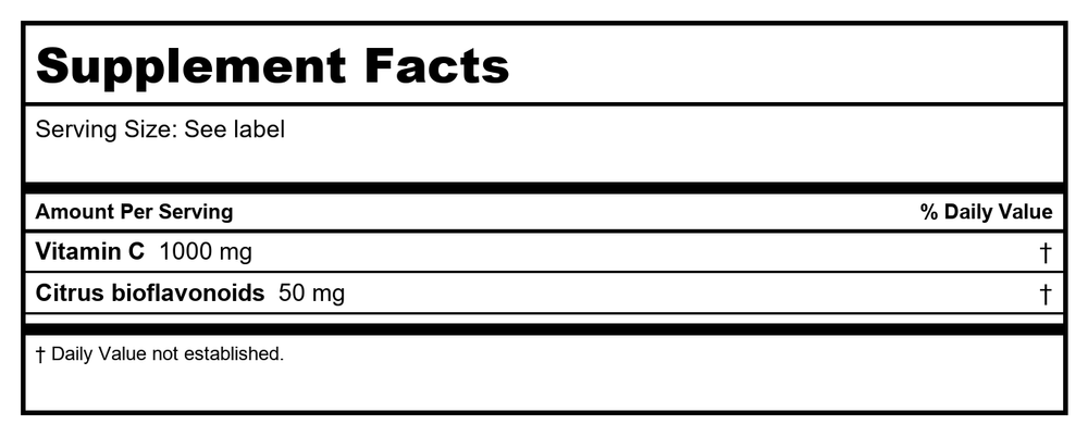 Montiff Super C Plus 100 Tablets - Supplement Facts panel