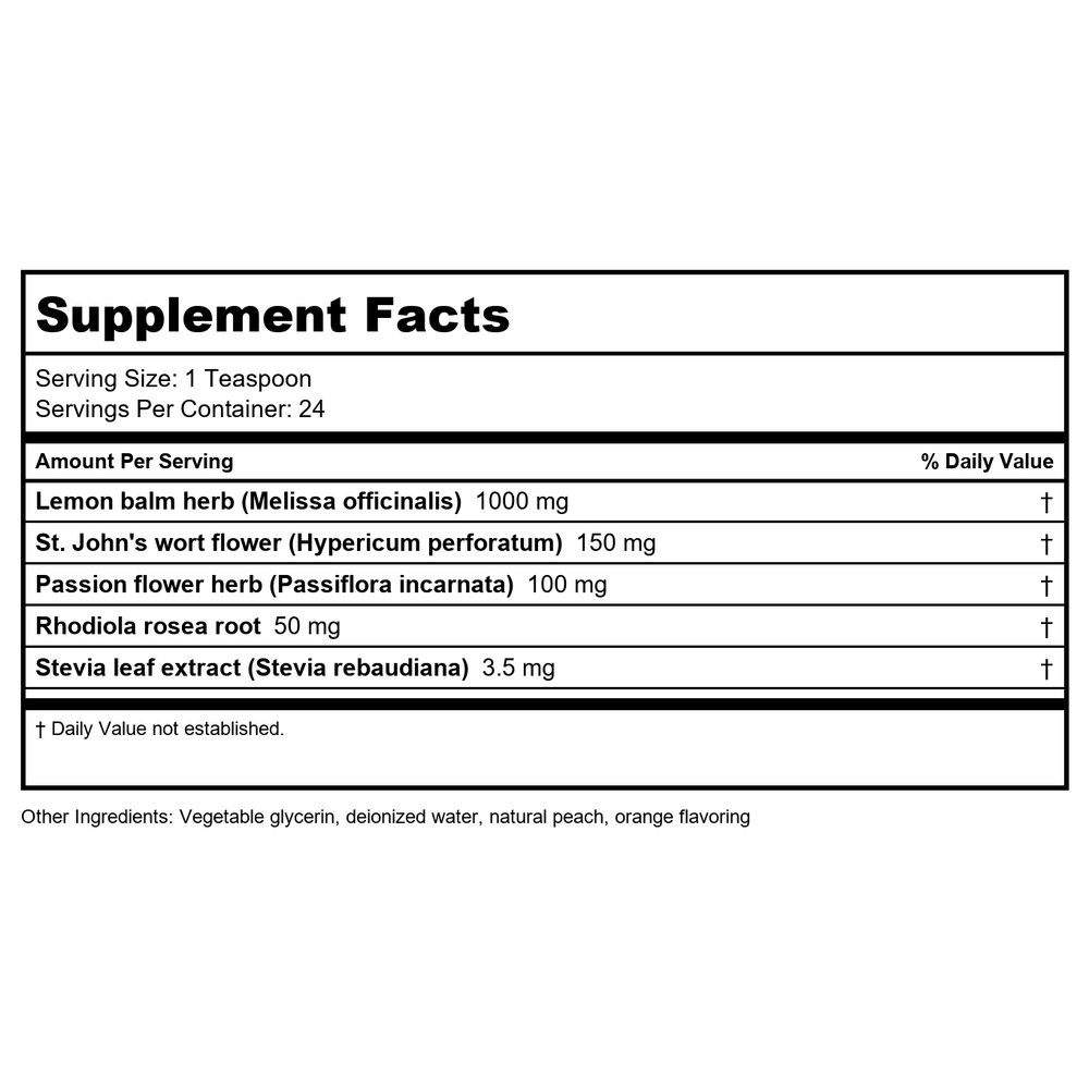 Vitanica Cramp Calm Tonic 4oz - Supplement Facts panel