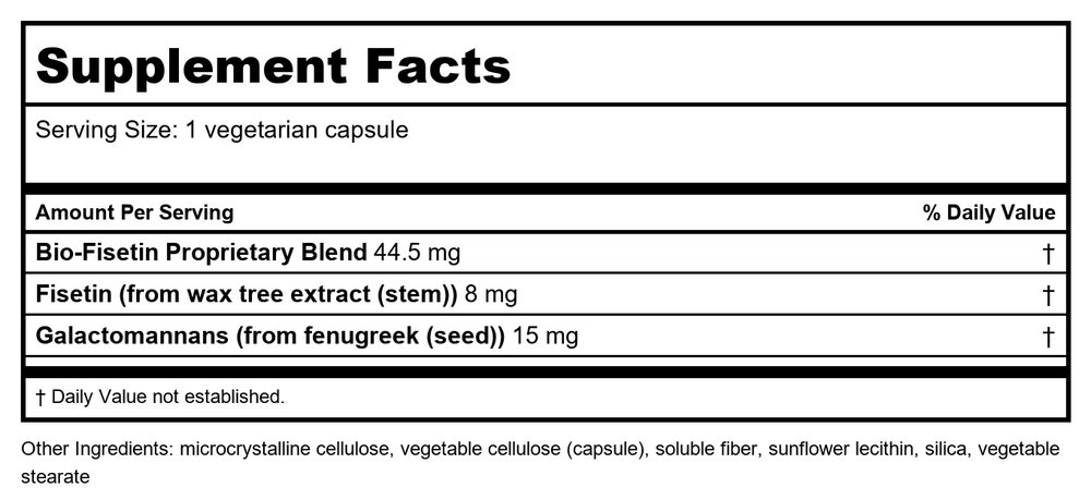 Life Extension Bio-Fisetin 30 Vcaps - Supplement Facts panel