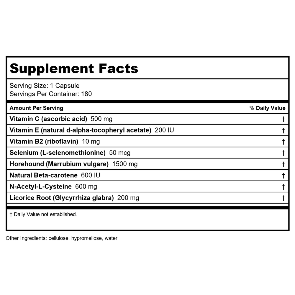 Karuna Broncheze 180 Capsulezs - Supplement Facts panel