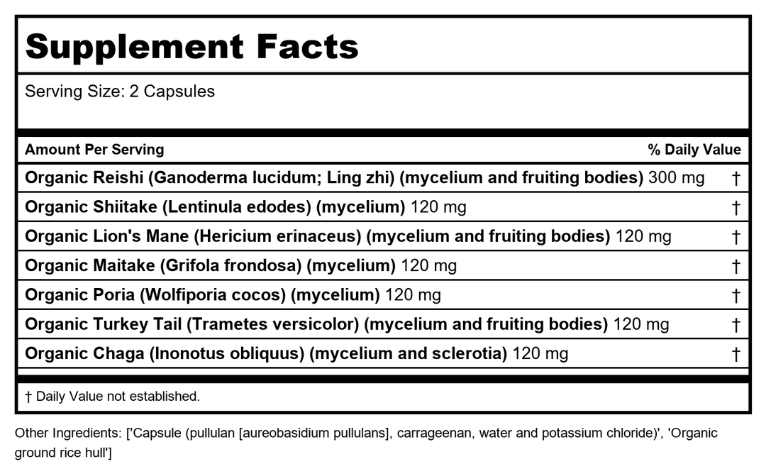 New Chapter LifeShield Immune Support 60 Capsules - Supplement Facts panel