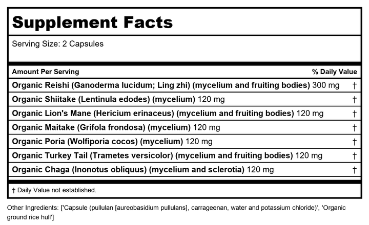 New Chapter LifeShield Immune Support 60 Capsules - Supplement Facts panel