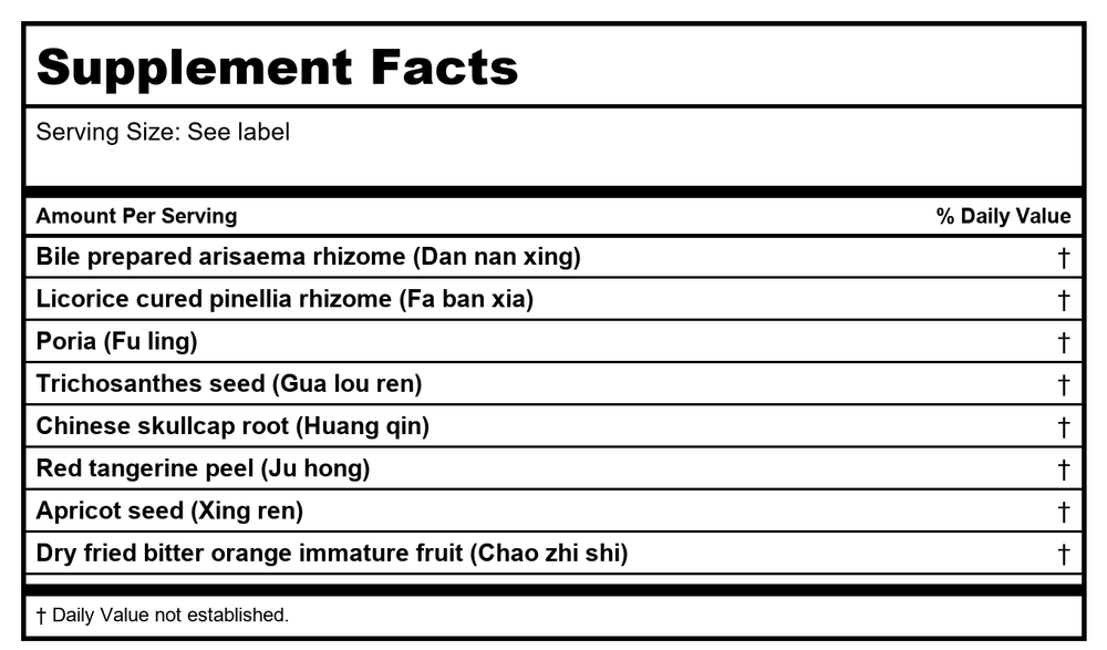 Kan Herb Traditionals Pinellia Dispersing Formula 1oz - Supplement Facts panel