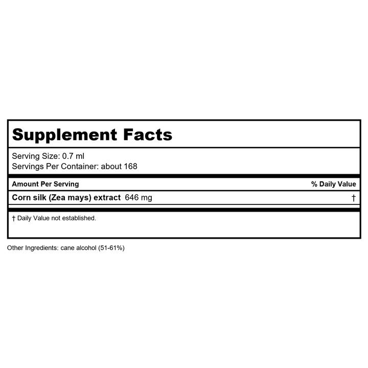 Herb Pharm Corn Silk 4oz - Supplement Facts panel