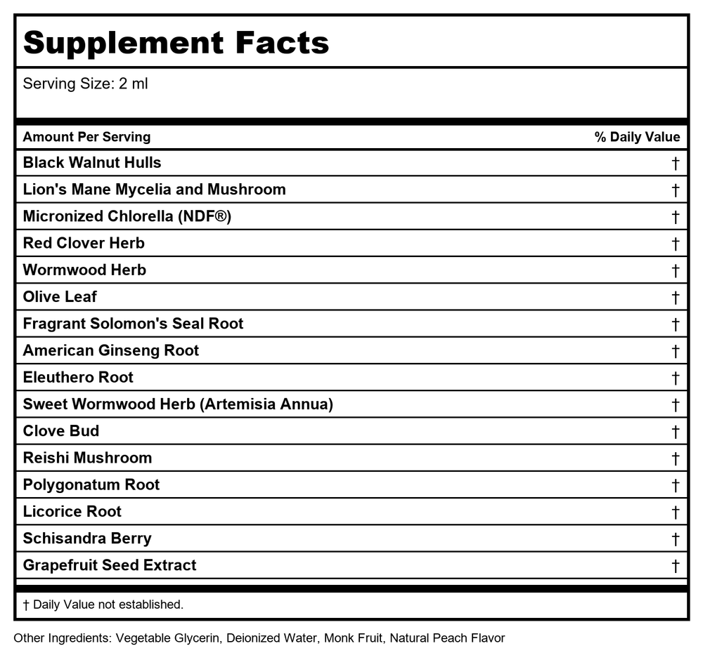 Bioray Kids NDF Happy 4oz - 4 Pack - Supplement Facts panel