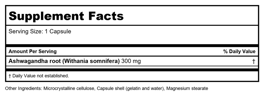 Biotics Research Bio-Ashwagandha 60 Capsules - Supplement Facts panel