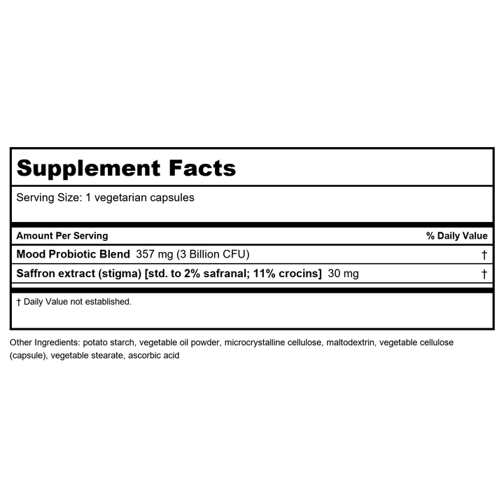 Life Extension Florassist Mood Improve 30 Vcaps - Supplement Facts panel