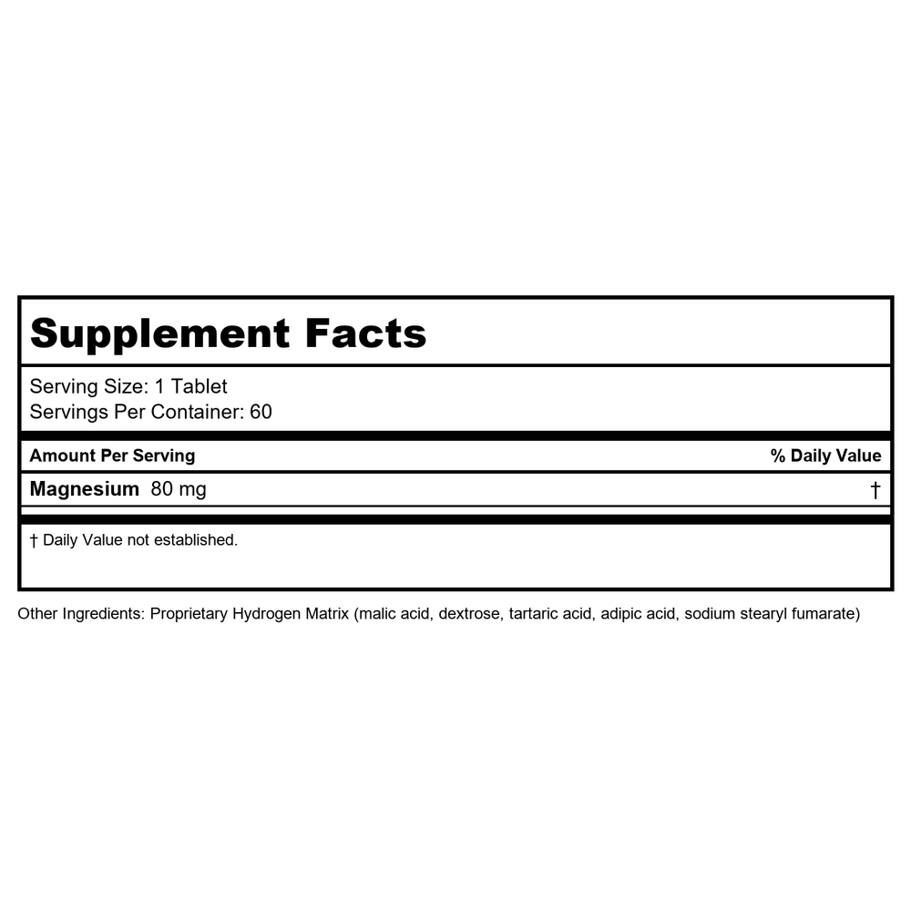 Quicksilver Scientific H2 Elite 60 Tablets - Supplement Facts panel