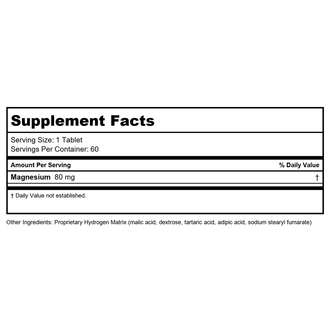 Quicksilver Scientific H2 Elite 60 Tablets - Supplement Facts panel