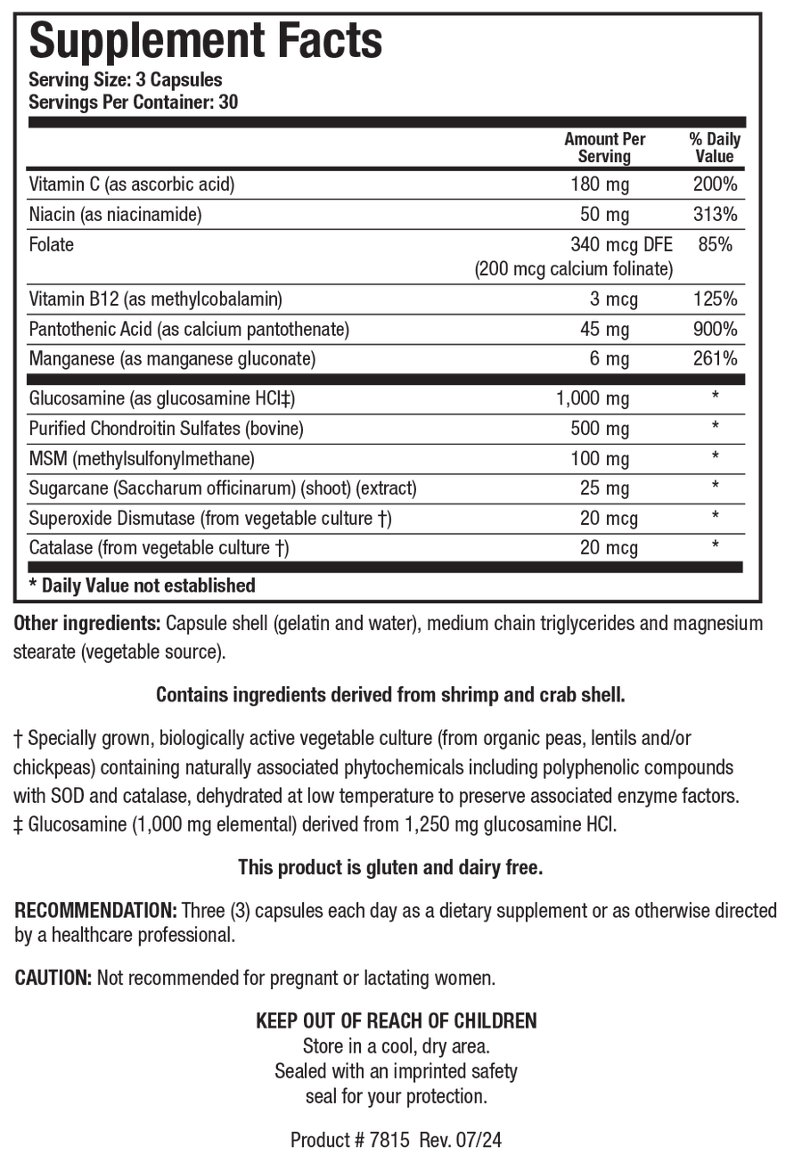 Biotics Research ChondroSamine Plus 90 Capsules - Supplement Facts panel