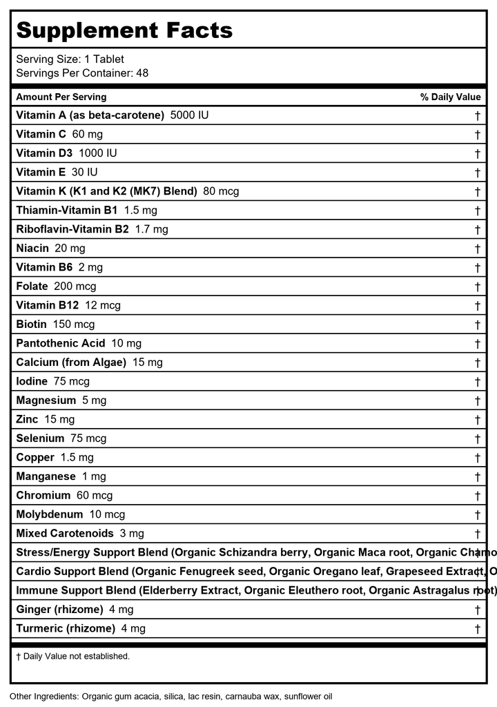 New Chapter Perfect Energy 96 Tablets - Supplement Facts panel