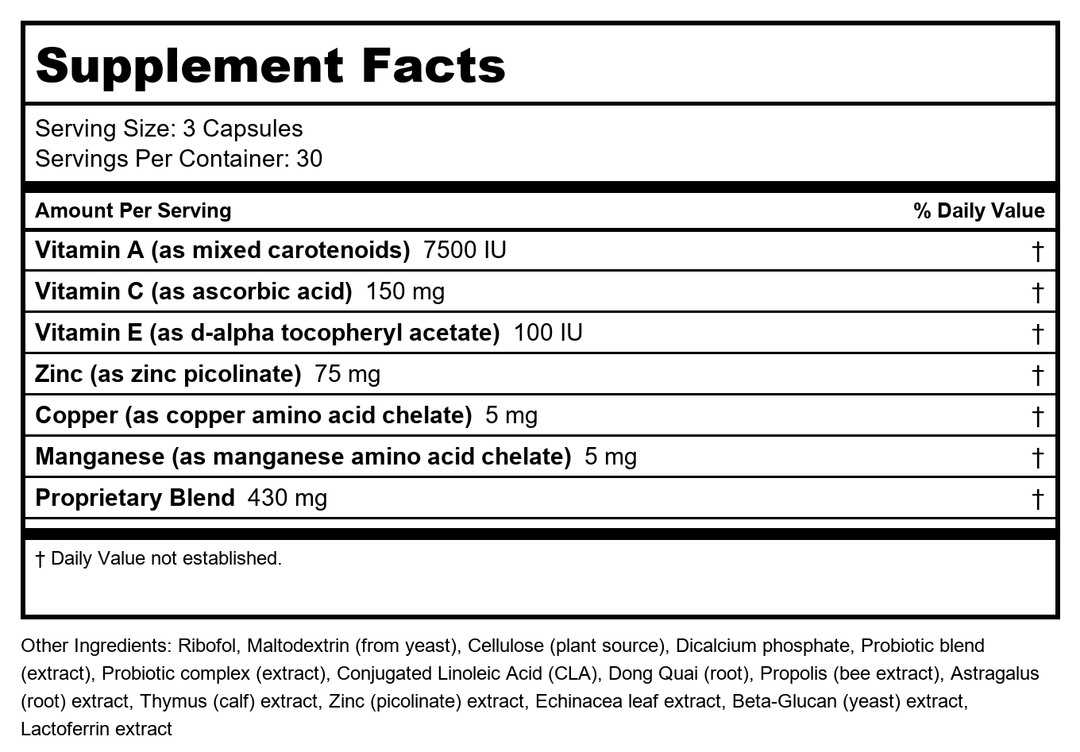 Biotics Research Neutrophil Plus 90 Capsules - Supplement Facts panel