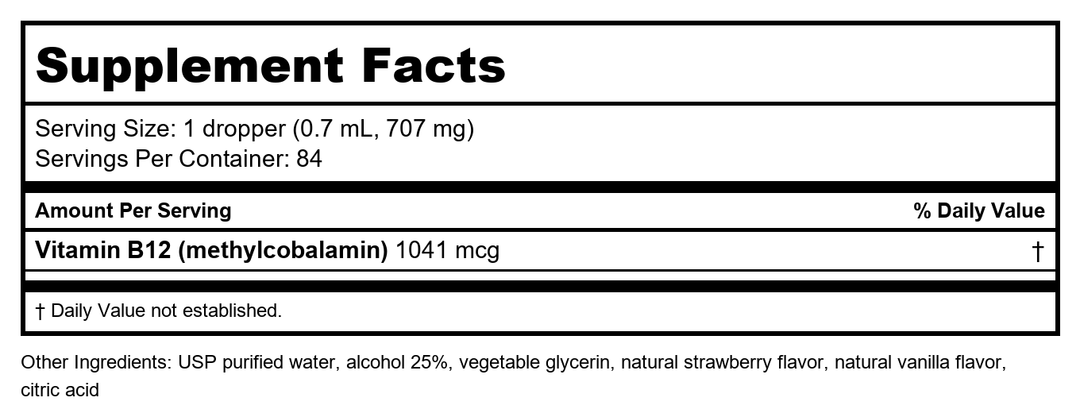 Karuna B-12 Liquid 2oz - Supplement Facts panel