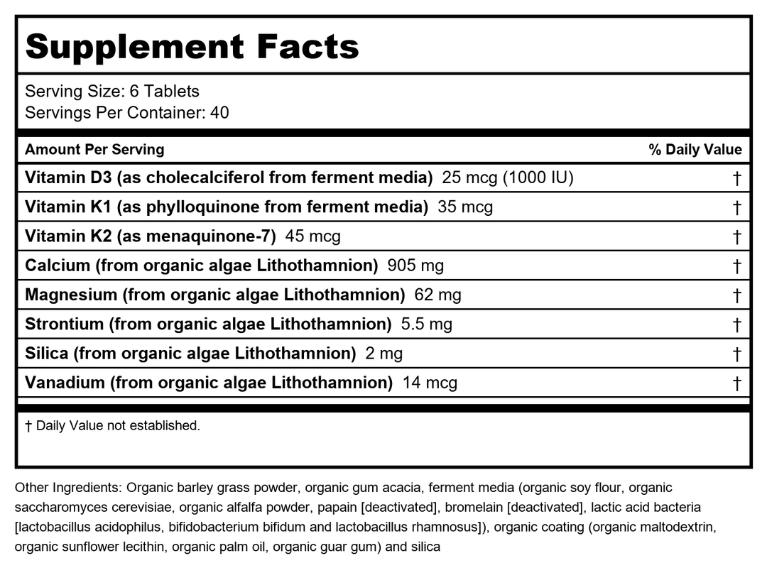 New Chapter Bone Strength Take Care 240 Tiny Tabs - Supplement Facts panel