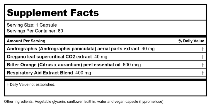 Gaia Herbs Sinus &amp; Lung 60 Vcaps - Supplement Facts panel