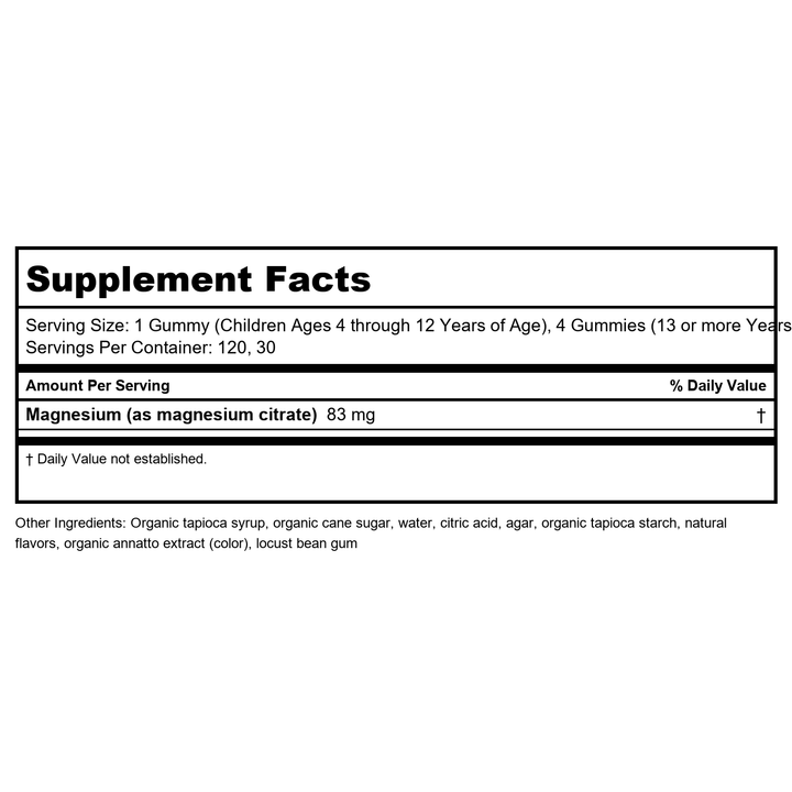Natural Vitality Calm Orange Flavor 60 Gummies - Supplement Facts panel