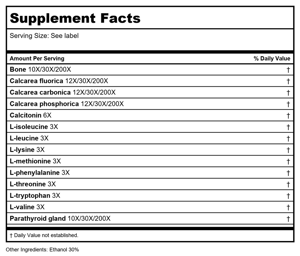 Guna Osteo 30ml - Supplement Facts panel