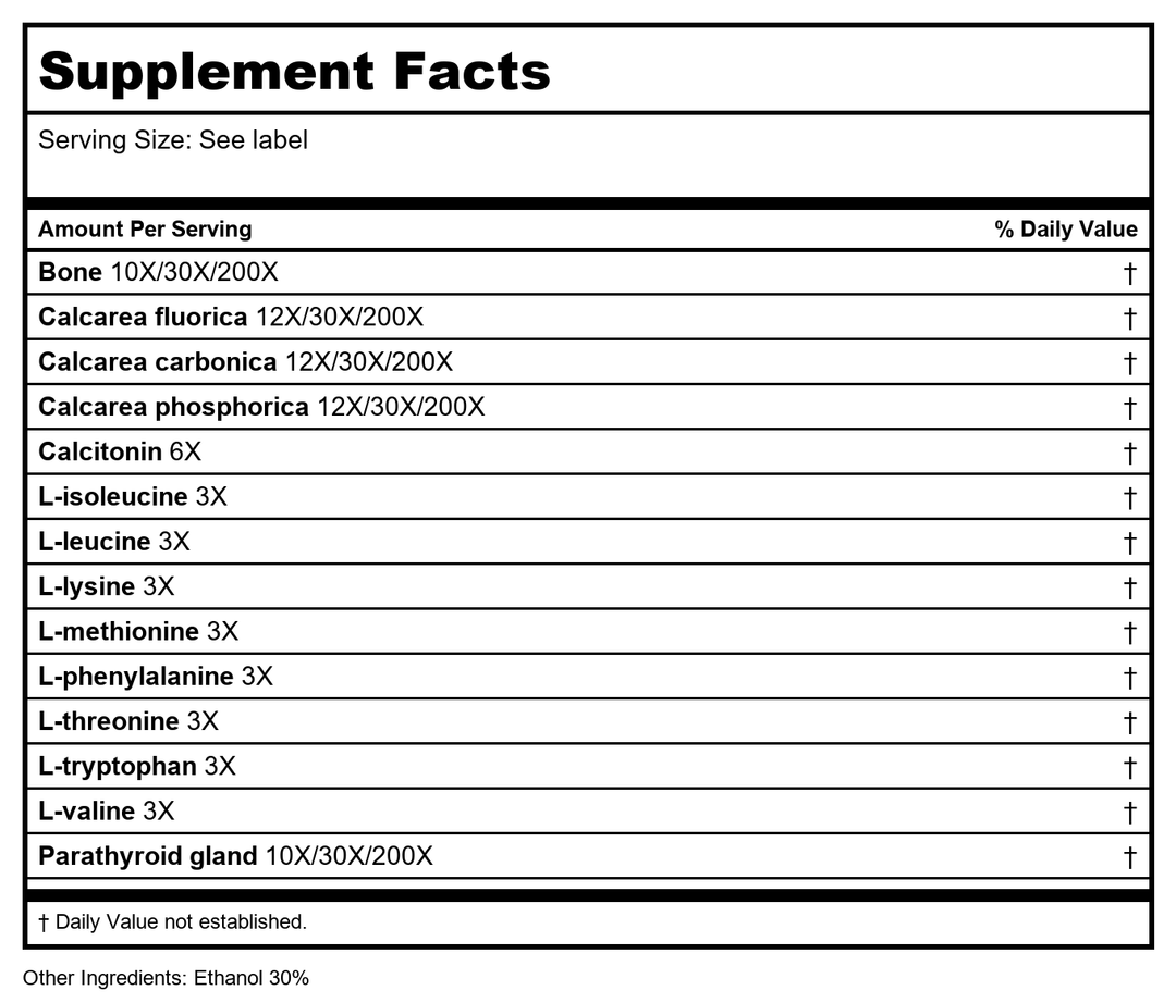 Guna Osteo 30ml - Supplement Facts panel