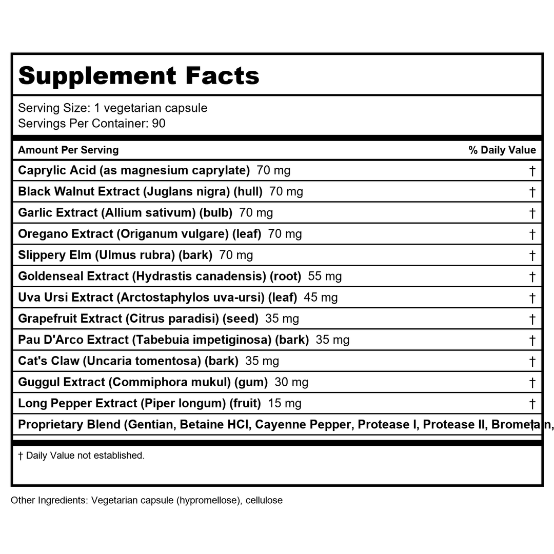 Apex Energetics Myco-Zyme 90 Capsules - Z13 - Supplement Facts panel