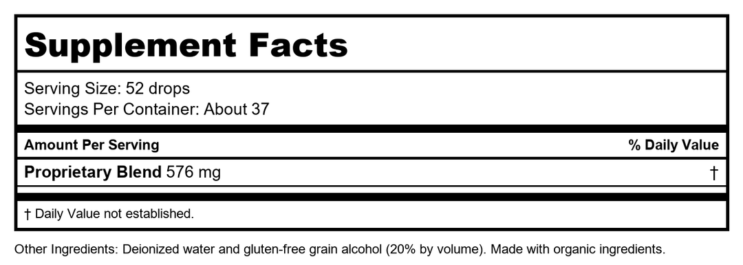 Bioray After The Flow 2oz - Supplement Facts panel