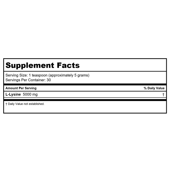 Montiff Pure L-Lysine 150 Grams - Supplement Facts panel