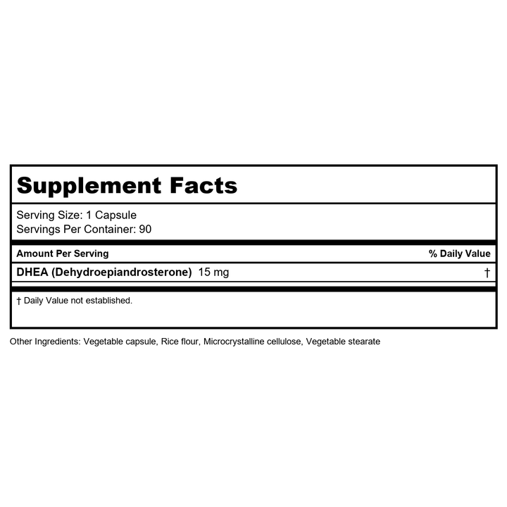 Karuna DHEA 15mg 90 Vcaps - Supplement Facts panel