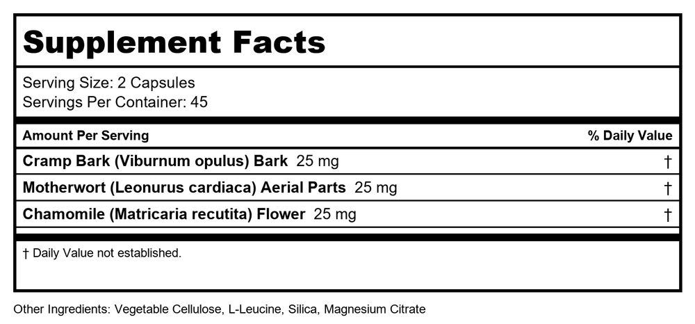 D'Adamo Fem Balance 90 Vcaps - Supplement Facts panel
