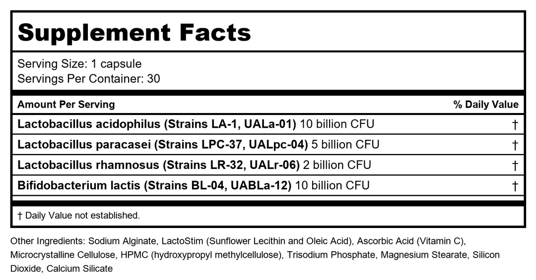 Master Supplements Theralac 30 Capsules - 3 Pack - Supplement Facts panel