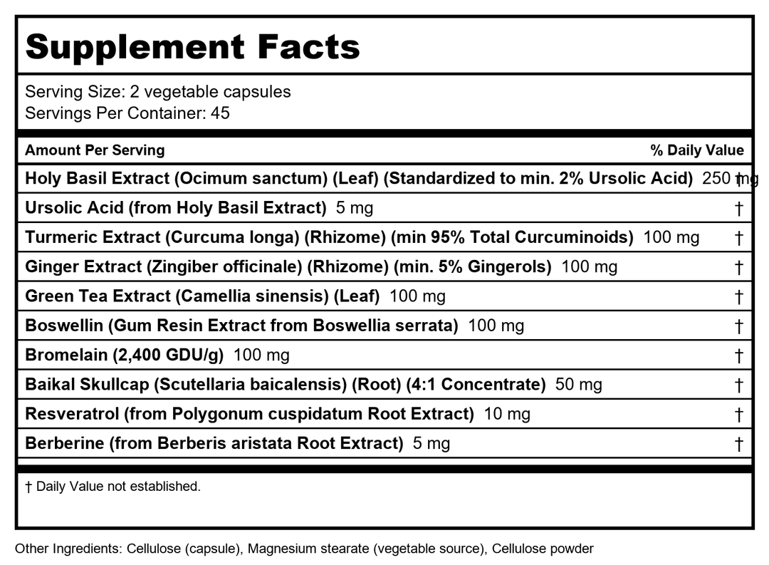 Now Foods D-Flame 90 Vcaps - 3121 - 4 Pack - Supplement Facts panel